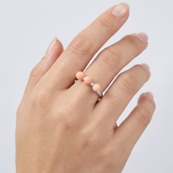 Δαχτυλίδι λευκόχρυσο Κ18 με κοράλλια - M121401W